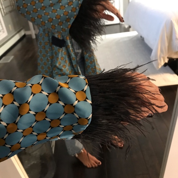 Zara blogger Fav! NWT blue print feather kimono - Picture 5 of 8